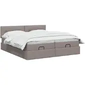 vidaXL Ottoman bed met matras met hoofdeinde 2 st Taupe Stof