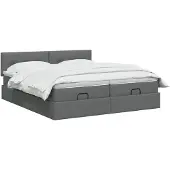 vidaXL Ottoman bed met matras en hoofdeinde, 2 stuks, donkergrijs, gestoffeerd