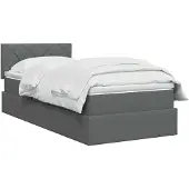 vidaXL Opbergbed met matras, donkergrijs, 100 x 200 cm, fluweel