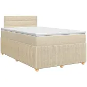 vidaXL Boxspringbed met matras, crème kleur, 120 x 190 cm, gestoffeerd