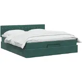 vidaXL Ottomanbed met matras en LED-verlichting, donkergroen, 180 x 200 cm, fluweel