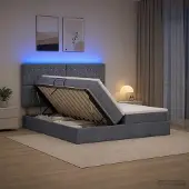 vidaXL LED Opslagbed met Matras Donkergrijs 200 x 200 cm Fluweel