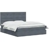 vidaXL LED opbergbed met matras Donkergrijs 180 x 200 cm Fluweel