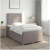 vidaXL Boxspringbed met matras met hoofdeinde Taupe 120 x 200 cm Stof