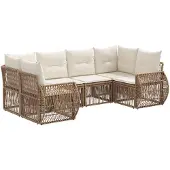 vidaXL Tuinbank Set 6 st 6-Aantal zitplaatsen Beige en Crème Wit