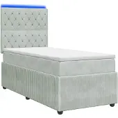 vidaXL LED boxspringbed met matras, lichtgrijs, 80 x 200 cm, fluweel