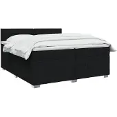 vidaXL LED boxspringbed met matras, zwart, 200 x 200 cm, gestoffeerd