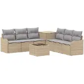 vidaXL Bankstel 8 st Beige en Lichtgrijs 55 x 55 x 37 cm