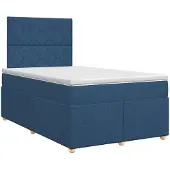 vidaXL Boxspringbed met matras met hoofdeinde Blauw 120 x 200 cm Stof