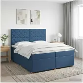 vidaXL Boxspringbed met matras met hoofdeinde Blauw 200 x 200 cm Stof