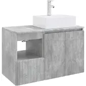 vidaXL Badkameraccessoireset, 2 stuks, betonkleur, houtvezel