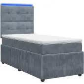 Syfax LED Boxspring Bed met Matras Donkergrijs 80 x 200 cm Fluweel