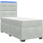 vidaXL Boxspringbed met matras, lichtgrijs, 90 x 200 cm, fluweel