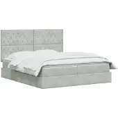 vidaXL Opbergbed met hoofdeinde Lichtgrijs 200 x 200 cm Fluweel