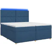 vidaXL Boxspringbed met matras en hoofdbord, blauw, 200 x 200 cm, stof