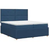 vidaXL Boxspringbed met matras en hoofdbord, blauw, 200 x 200 cm, stof