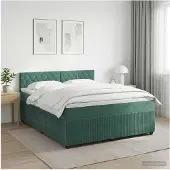 vidaXL Boxspringbed met matras Donkergroen 140 x 200 cm Fluweel