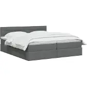 vidaXL LED-bed met opbergruimte en matras, donkergrijs, 180 x 200 cm, met stoffen bekleding