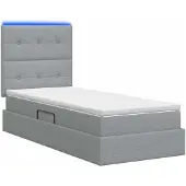 vidaXL LED-bed met opbergruimte en matras, lichtgrijs, 100 x 200 cm, met stoffen bekleding