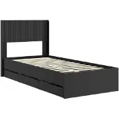 vidaXL Bedframe met opbergruimte en hoofdeinde, zwart, 75 x 190 cm