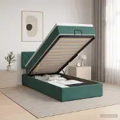 vidaXL Ottomanbed met matras en LED-verlichting, donkergroen, 100 x 200 cm, fluweel