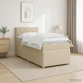 vidaXL Boxspringbed met matras, crème kleur, 100 x 200 cm, gestoffeerd