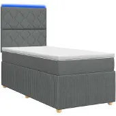 vidaXL LED boxspringbed met matras, donkergrijs, 100 x 200 cm, gestoffeerd