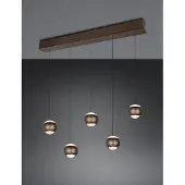 TRIO 5-lichts led hanglamp Orbit eettafel - platinum bruin