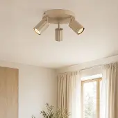 LumenXL 3-lichts draaibare plafondlamp Bruna met geribbelde spots - beige