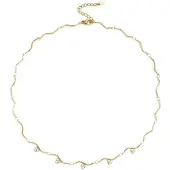 Yehwang Ketting met zigzag patroon en steentjes - Goud-
