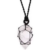 Ancient Wisdom Geregen edelsteen traandruppel hanger - Bergkwarts