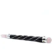 Ancient Wisdom Twisted Healing Wand - Silver Rose Quartz Sphere