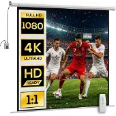 HOMCOM Projection Screen-Kunststoff, Metall-189,5L x 8B x 189,5H cm-Weiß