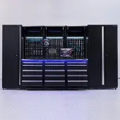Datona Werkplaatsinrichting PREMIUM RVS met 3 ladekasten - 354 cm - Zwart