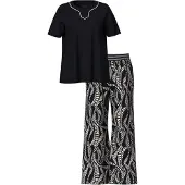 Ulla Popken Pyjama zwart / wit