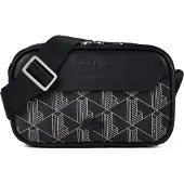 Lacoste schoudertas The Blend Reporter Bag Monogram Noir Gris zwart