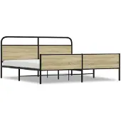 vidaXL Bedframe zonder matras metaal sonoma eikenkleur 200x200 cm