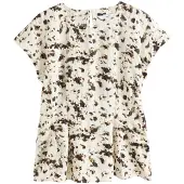 Next - Dames - Zachte peplumtop met korte mouwen - Crème