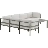 Ebuy24 Copacabana loungemeubel hoekbank 3+3 zits en salontafel bruin.