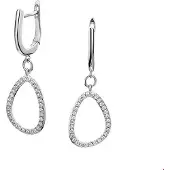 The Jewelry Collection Huiscollectie klapoorring Zirkonia Zilver Gerhodineerd Glanzend