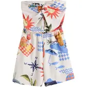 Next - Dames - Bandeaujumpsuit met gedraaide voorkant - Tall - Crème