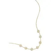 Yehwang Elegante Ketting Met Zirkonia Belegde Bloemen Goudkleur