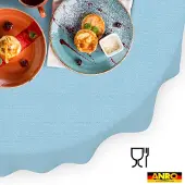ANRO Tafelkleed Effen linnenlook Blauw Ovaal 280x140cm Rechte rand Afwasbaar Waterafstotend
