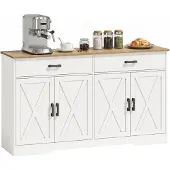HOMCOM Buffet Cabinet-Spanplatte, MDF-Weiß