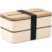 Midocean Gerecycled PP lunchbox met twee compartimenten en verwijderbaar tussenschot. Beige
