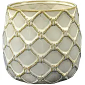 Polnix Crèmekleurige keramische bloempot van 15 cm, geglazuurd, 1 stuk.