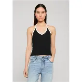 Urban Classics - Contrast Piping Neckholder Mouwloze top - M - Zwart