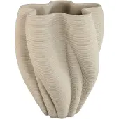 Ptmd Hastin Beige Cement Wavy Ribbed Vase 3D Look L