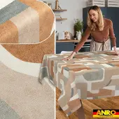 ANRO Tafelkleed Bloemenpatroon Beige 140x100cm Rechte rand Afwasbaar Waterafstotend Binnen & Buiten