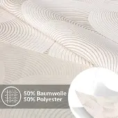 ANRO Tafelkleed Grijze cirkels Beige Ovaal 260x140cm Met sierband Afwasbaar Waterafstotend